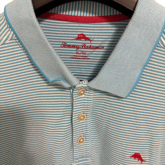Tommy Bahama Stripped Polo Shirt Pima Cotton Size XL/TG - Picture 3 of 6